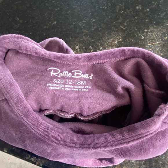 RUFFLEBUTTS VINTAGE VIOLET VELOUR 3/4 SLEEVE TWIRL DRESS - Picture 5 of 6